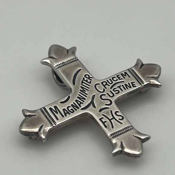 Vintage James Avery Sterling Silver Maganimiter Crucen Sustine Cross Pendant Pin - Picture 2 of 5